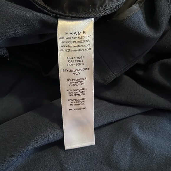 Frame  High Rise Wide Leg Trousers Pants Navy Blue - Picture 6 of 10